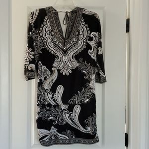 WHBM black white paisley tunic top